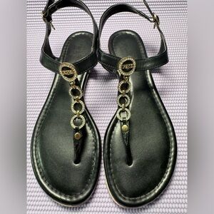 Guess Black Sandals with Gold Chain Detail